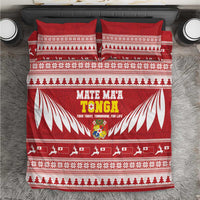 Tonga Rugby Christmas Bedding Set Mate Maa Tonga Ngatu Pattern LT14 Red - Polynesian Pride