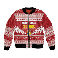 Personalised Tonga Rugby Christmas Bomber Jacket Mate Maa Tonga Ngatu Pattern LT14 Unisex Red - Polynesian Pride