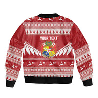 Personalised Tonga Rugby Christmas Bomber Jacket Mate Maa Tonga Ngatu Pattern LT14 - Polynesian Pride