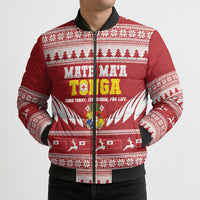Personalised Tonga Rugby Christmas Bomber Puffer Jacket Mate Maa Tonga Ngatu Pattern - Polynesian Pride