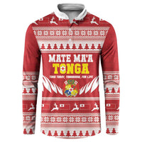Personalised Tonga Rugby Christmas Button Sweatshirt Mate Maa Tonga Ngatu Pattern LT14 Red - Polynesian Pride