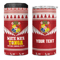 Personalised Tonga Rugby Christmas 4 in 1 Can Cooler Tumbler Mate Maa Tonga Ngatu Pattern LT14 One Size: 16 oz Red - Polynesian Pride