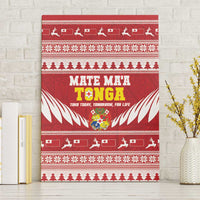 Tonga Rugby Christmas Canvas Wall Art Mate Maa Tonga Ngatu Pattern LT14 Without Frame Red - Polynesian Pride