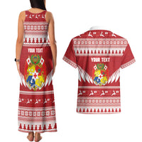 Personalised Tonga Rugby Christmas Couples Matching Tank Maxi Dress and Hawaiian Shirt Mate Maa Tonga Ngatu Pattern LT14 - Polynesian Pride