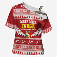 Personalised Tonga Rugby Christmas Cross Shoulder Shirt Mate Maa Tonga Ngatu Pattern - Polynesian Pride