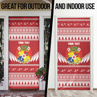 Personalised Tonga Rugby Christmas Door Cover Mate Maa Tonga Ngatu Pattern - Polynesian Pride