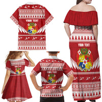 Personalised Tonga Rugby Christmas Family Matching Off Shoulder Maxi Dress and Hawaiian Shirt Mate Maa Tonga Ngatu Pattern LT14 - Polynesian Pride