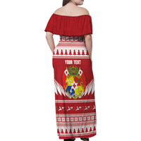Personalised Tonga Rugby Christmas Family Matching Off Shoulder Maxi Dress and Hawaiian Shirt Mate Maa Tonga Ngatu Pattern LT14 - Polynesian Pride