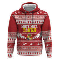 Personalised Tonga Rugby Christmas Hoodie Mate Maa Tonga Ngatu Pattern LT14 Pullover Hoodie Red - Polynesian Pride