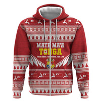 Personalised Tonga Rugby Christmas Hoodie Mate Maa Tonga Ngatu Pattern LT14 Zip Hoodie Red - Polynesian Pride