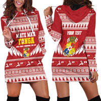Personalised Tonga Rugby Christmas Hoodie Dress Mate Maa Tonga Ngatu Pattern - Polynesian Pride