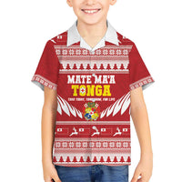 Personalised Tonga Rugby Christmas Kid Hawaiian Shirt Mate Maa Tonga Ngatu Pattern LT14 Kid Red - Polynesian Pride