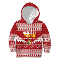 Personalised Tonga Rugby Christmas Kid Hoodie Mate Maa Tonga Ngatu Pattern LT14 Hoodie Red - Polynesian Pride