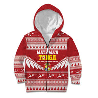 Personalised Tonga Rugby Christmas Kid Hoodie Mate Maa Tonga Ngatu Pattern LT14 Zip Hoodie Red - Polynesian Pride