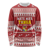Personalised Tonga Rugby Christmas Long Sleeve Shirt Mate Maa Tonga Ngatu Pattern - Polynesian Pride