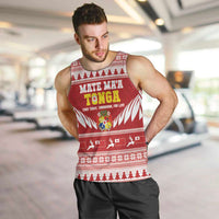 Personalised Tonga Rugby Christmas Men Tank Top Mate Maa Tonga Ngatu Pattern LT14 Red - Polynesian Pride