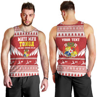 Personalised Tonga Rugby Christmas Men Tank Top Mate Maa Tonga Ngatu Pattern LT14 - Polynesian Pride