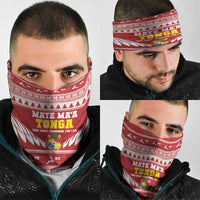 Tonga Rugby Christmas Neck Gaiter Mate Maa Tonga Ngatu Pattern - Polynesian Pride