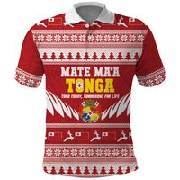 Personalised Tonga Rugby Christmas Polo Shirt Mate Maa Tonga Ngatu Pattern - Polynesian Pride