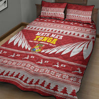 Tonga Rugby Christmas Quilt Bed Set Mate Maa Tonga Ngatu Pattern - Polynesian Pride