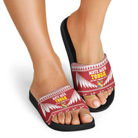 Tonga Rugby Christmas Slide Sandals Mate Maa Tonga Ngatu Pattern LT14 - Polynesian Pride