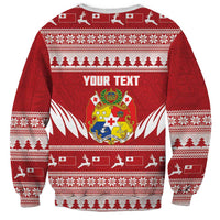 Personalised Tonga Rugby Christmas Sweatshirt Mate Maa Tonga Ngatu Pattern LT14 - Polynesian Pride