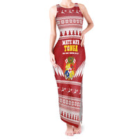 Personalised Tonga Rugby Christmas Tank Maxi Dress Mate Maa Tonga Ngatu Pattern - Polynesian Pride