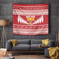 Tonga Rugby Christmas Tapestry Mate Maa Tonga Ngatu Pattern LT14 Red - Polynesian Pride