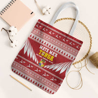 Tonga Rugby Christmas Tote Bag Mate Maa Tonga Ngatu Pattern - Polynesian Pride