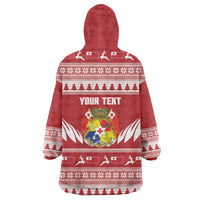 Personalised Tonga Rugby Christmas Wearable Blanket Hoodie Mate Maa Tonga Ngatu Pattern LT14 - Polynesian Pride