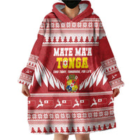 Personalised Tonga Rugby Christmas Wearable Blanket Hoodie Mate Maa Tonga Ngatu Pattern LT14 - Polynesian Pride