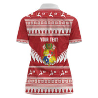 Personalised Tonga Rugby Christmas Women Polo Shirt Mate Maa Tonga Ngatu Pattern LT14 - Polynesian Pride