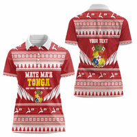 Personalised Tonga Rugby Christmas Women Polo Shirt Mate Maa Tonga Ngatu Pattern LT14 - Polynesian Pride