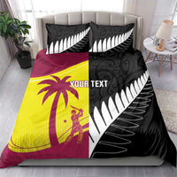 New Zealand and West Indies Cricket Custom Bedding Set Black Cap Windies Together - Polynesian Pride