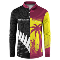 New Zealand and West Indies Cricket Custom Button Sweatshirt Black Cap Windies Together - Polynesian Pride