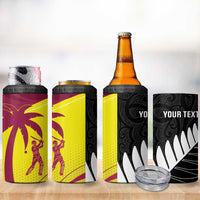 New Zealand and West Indies Cricket Custom 4 in 1 Can Cooler Tumbler Black Cap Windies Together - Polynesian Pride