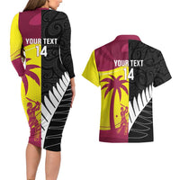 New Zealand and West Indies Cricket Custom Couples Matching Long Sleeve Bodycon Dress and Hawaiian Shirt Black Cap Windies Together - Polynesian Pride