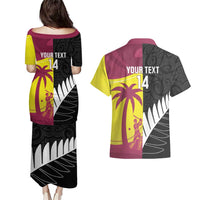 New Zealand and West Indies Cricket Custom Couples Matching Puletasi and Hawaiian Shirt Black Cap Windies Together - Polynesian Pride