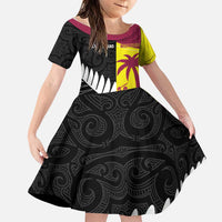 New Zealand and West Indies Cricket Custom Family Matching Long Sleeve Bodycon Dress and Hawaiian Shirt Black Cap Windies Together - Polynesian Pride