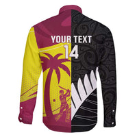 New Zealand and West Indies Cricket Custom Family Matching Long Sleeve Bodycon Dress and Hawaiian Shirt Black Cap Windies Together - Polynesian Pride