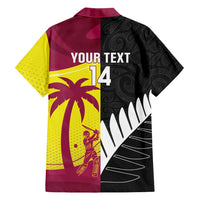 New Zealand and West Indies Cricket Custom Family Matching Off The Shoulder Long Sleeve Dress and Hawaiian Shirt Black Cap Windies Together - Polynesian Pride