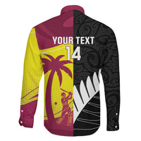 New Zealand and West Indies Cricket Custom Family Matching Off Shoulder Short Dress and Hawaiian Shirt Black Cap Windies Together - Polynesian Pride