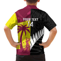 New Zealand and West Indies Cricket Custom Family Matching Short Sleeve Bodycon Dress and Hawaiian Shirt Black Cap Windies Together - Polynesian Pride