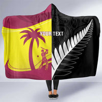 New Zealand and West Indies Cricket Custom Hooded Blanket Black Cap Windies Together - Polynesian Pride