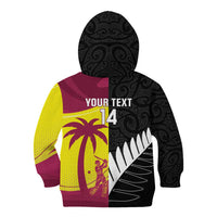 New Zealand and West Indies Cricket Custom Kid Hoodie Black Cap Windies Together - Polynesian Pride