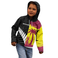 New Zealand and West Indies Cricket Custom Kid Hoodie Black Cap Windies Together - Polynesian Pride