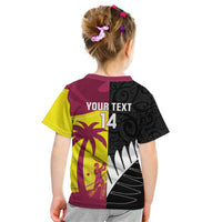 New Zealand and West Indies Cricket Custom Kid T Shirt Black Cap Windies Together - Polynesian Pride