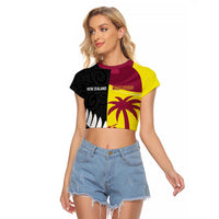 New Zealand and West Indies Cricket Custom Raglan Cropped T Shirt Black Cap Windies Together LT14 Female Black - Polynesian Pride