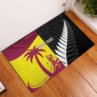 New Zealand and West Indies Cricket Custom Rubber Doormat Black Cap Windies Together - Polynesian Pride