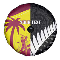 New Zealand and West Indies Cricket Custom Spare Tire Cover Black Cap Windies Together - Polynesian Pride